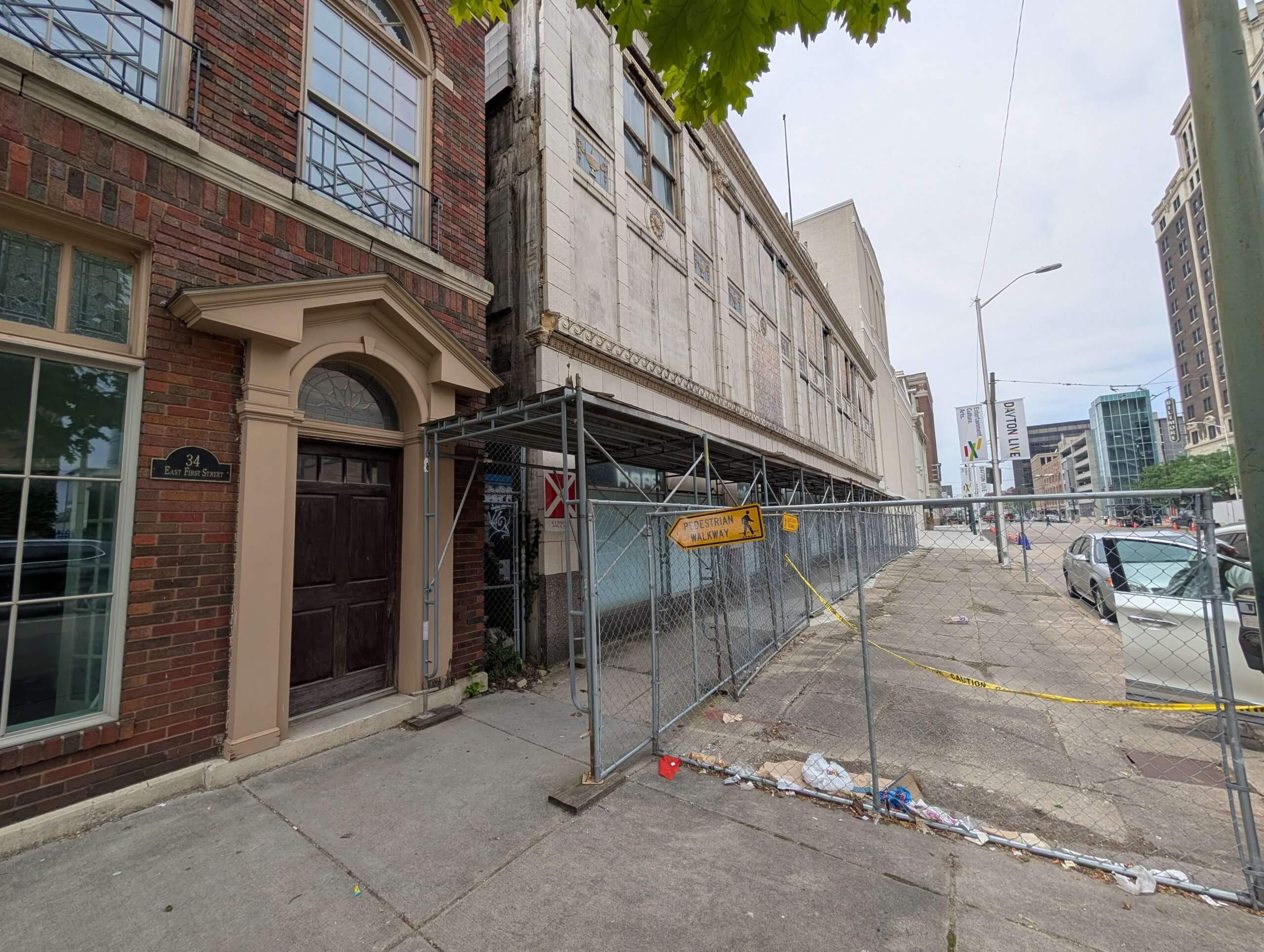 Photo of downtown Dayton parking garage with crumbling facade